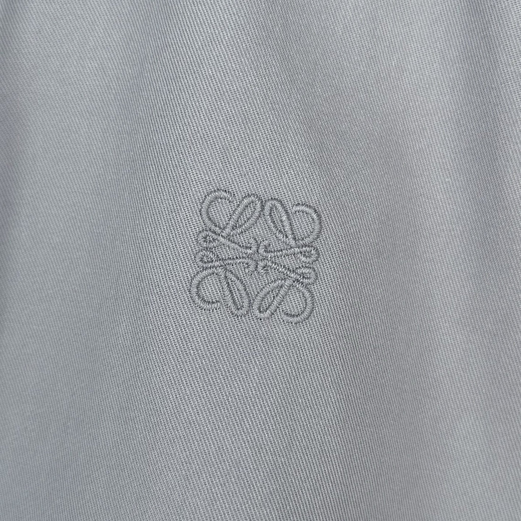 Loewe Cropped Hooded Embroidered Cotton-Twill Jackt in Gray, Size 34/36/38/40