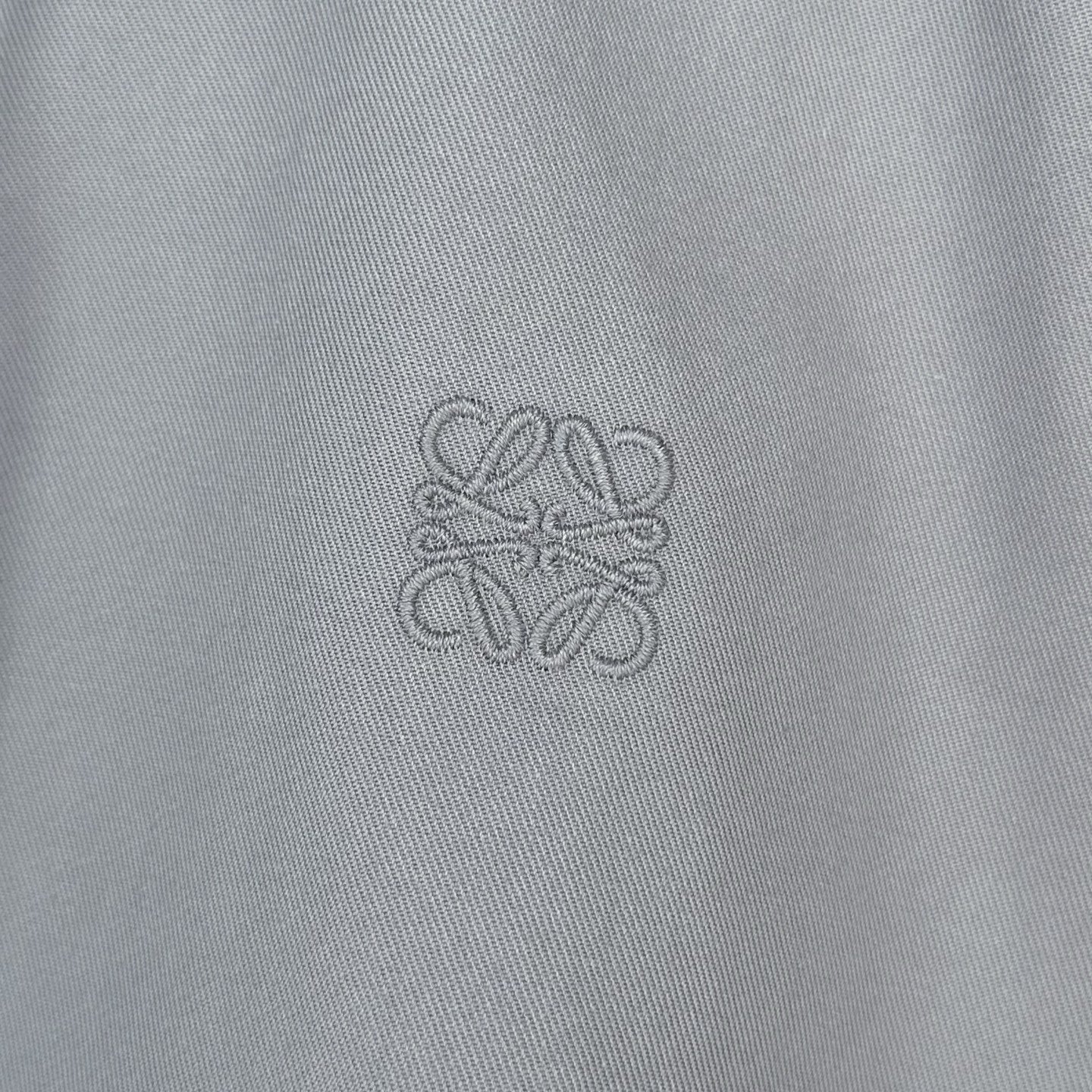 Loewe Cropped Hooded Embroidered Cotton-Twill Jackt in Gray, Size 34/36/38/40