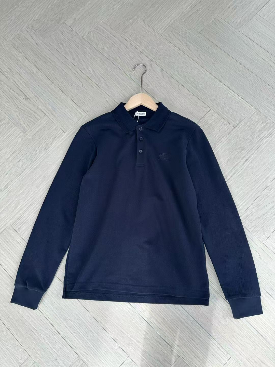 Burberry Long Sleeve Cotton Polo Shirt in Green/White/Blue, Size S/M/L/XL/XXL