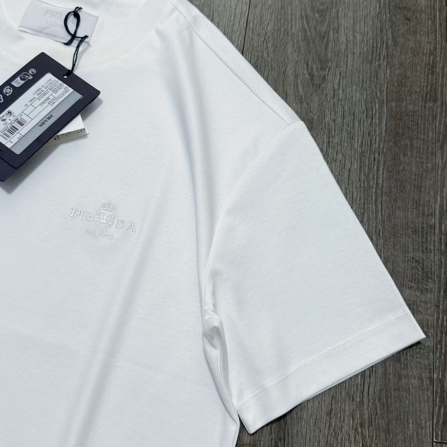 Prada Embroidered Logo Cotton T-Shirt, Size S/M/L/XL/XXL