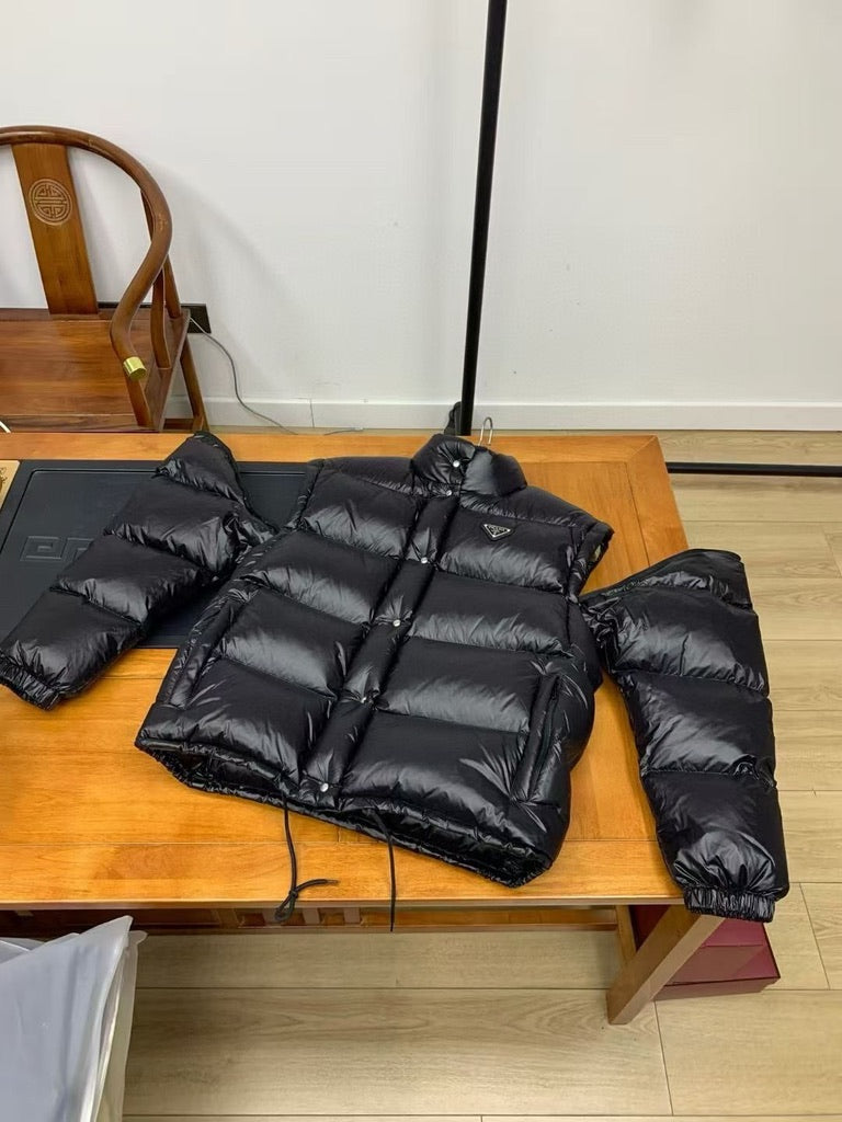 Prada Re-Nylon Convertible Down Jacket, Size 36/38/40/42