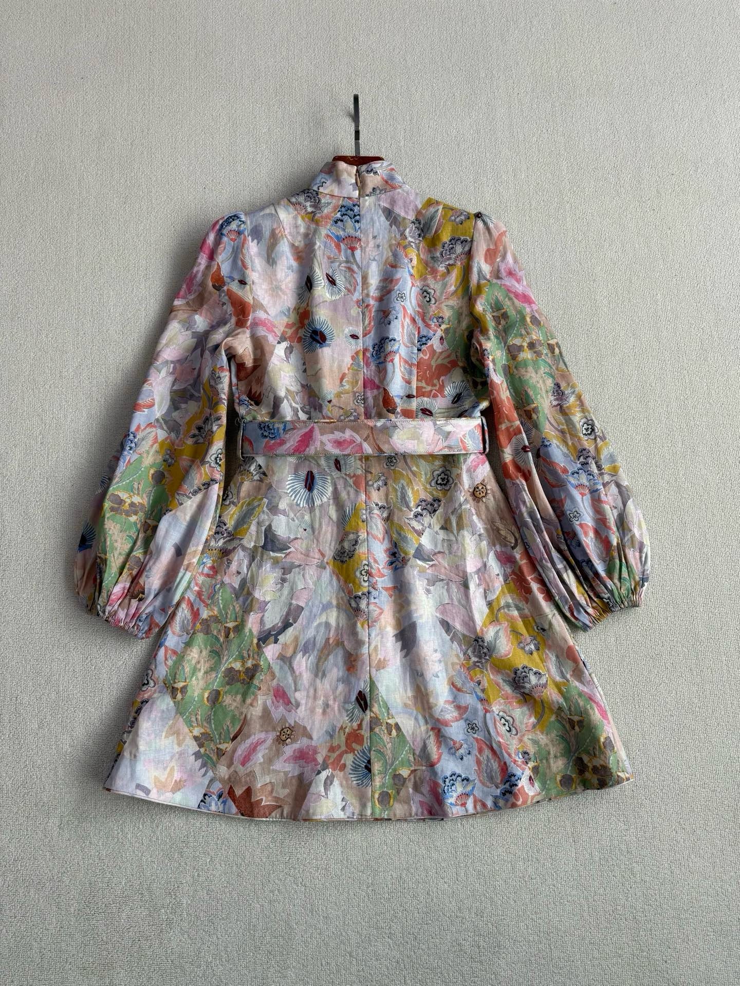 Zimmermann Floral Belted Linen Mididress, Size AU 0P/0/1/2/3