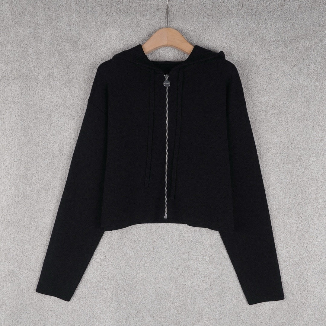 Loewe Wool Anagram Zip-Up Hoodie in White/Black, Size S/M/L