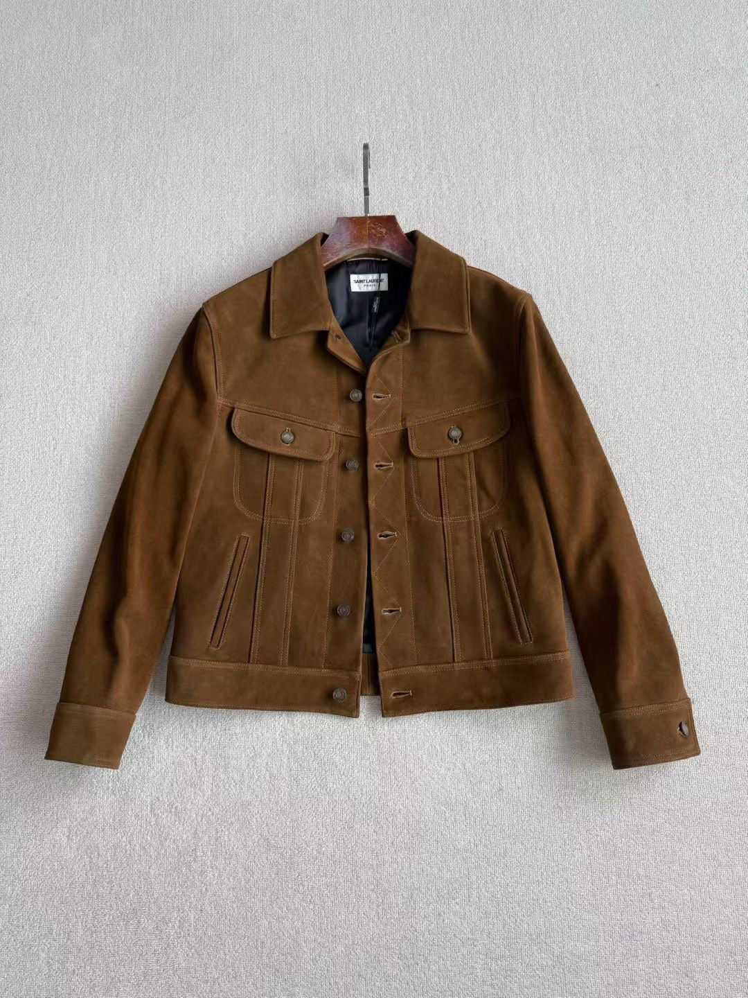 Saint Laurent Suede Leather Jacket, Size 46/48/50/52/54/56