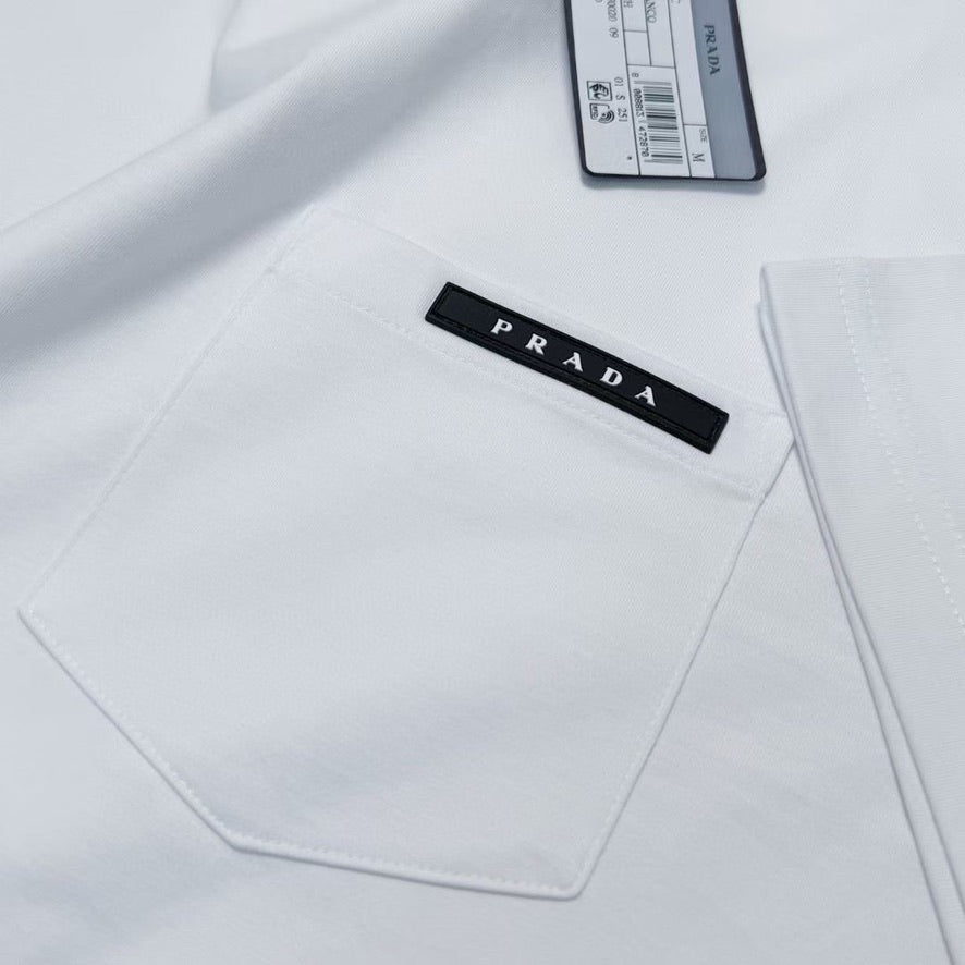Prada Logo Cotton T-Shirt in Color White or Blue, Size S/M/L/XL/2XL