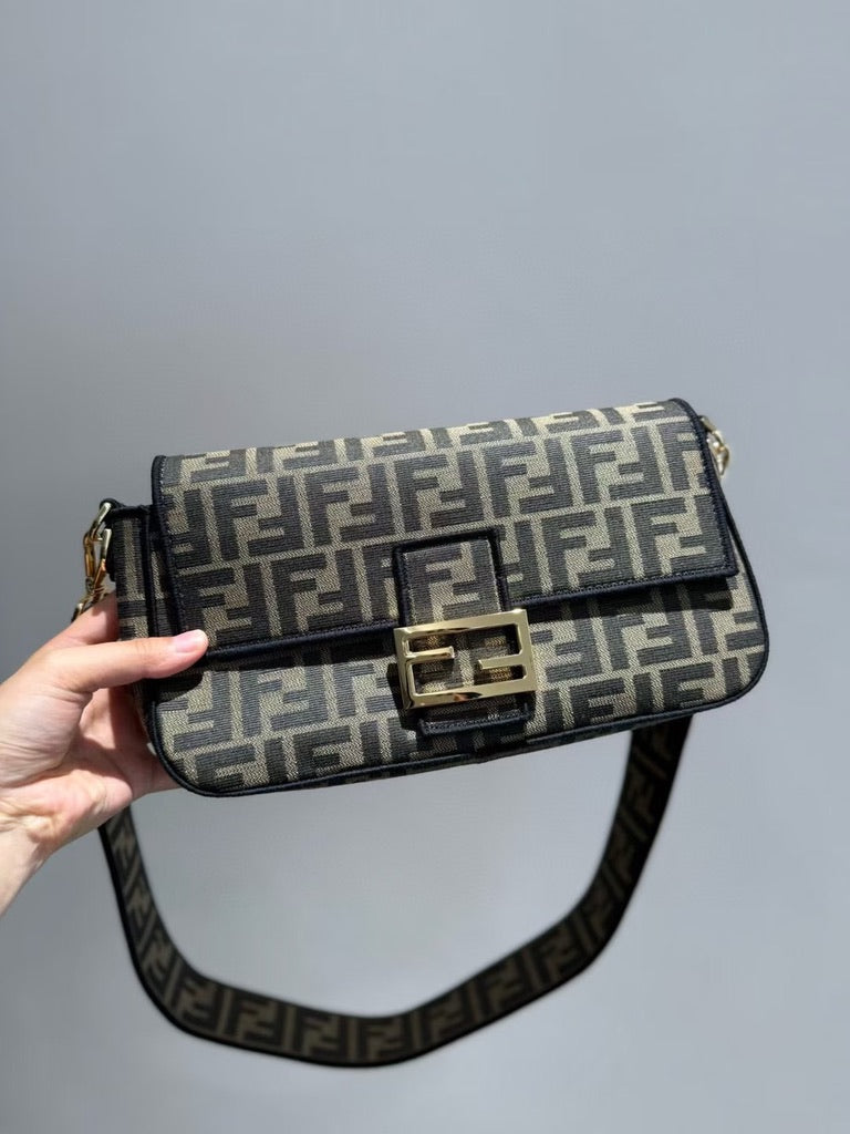 Fendi Medium Size Baguette Fabric Brown