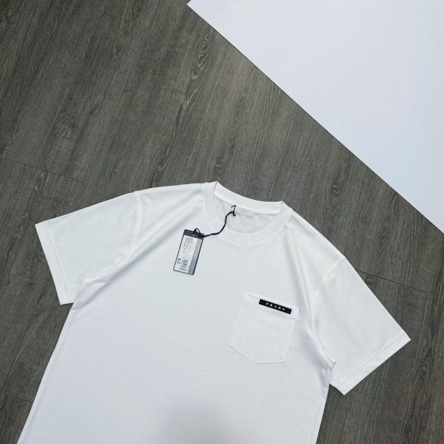 Prada Logo Cotton T-Shirt in Color White or Blue, Size S/M/L/XL/2XL