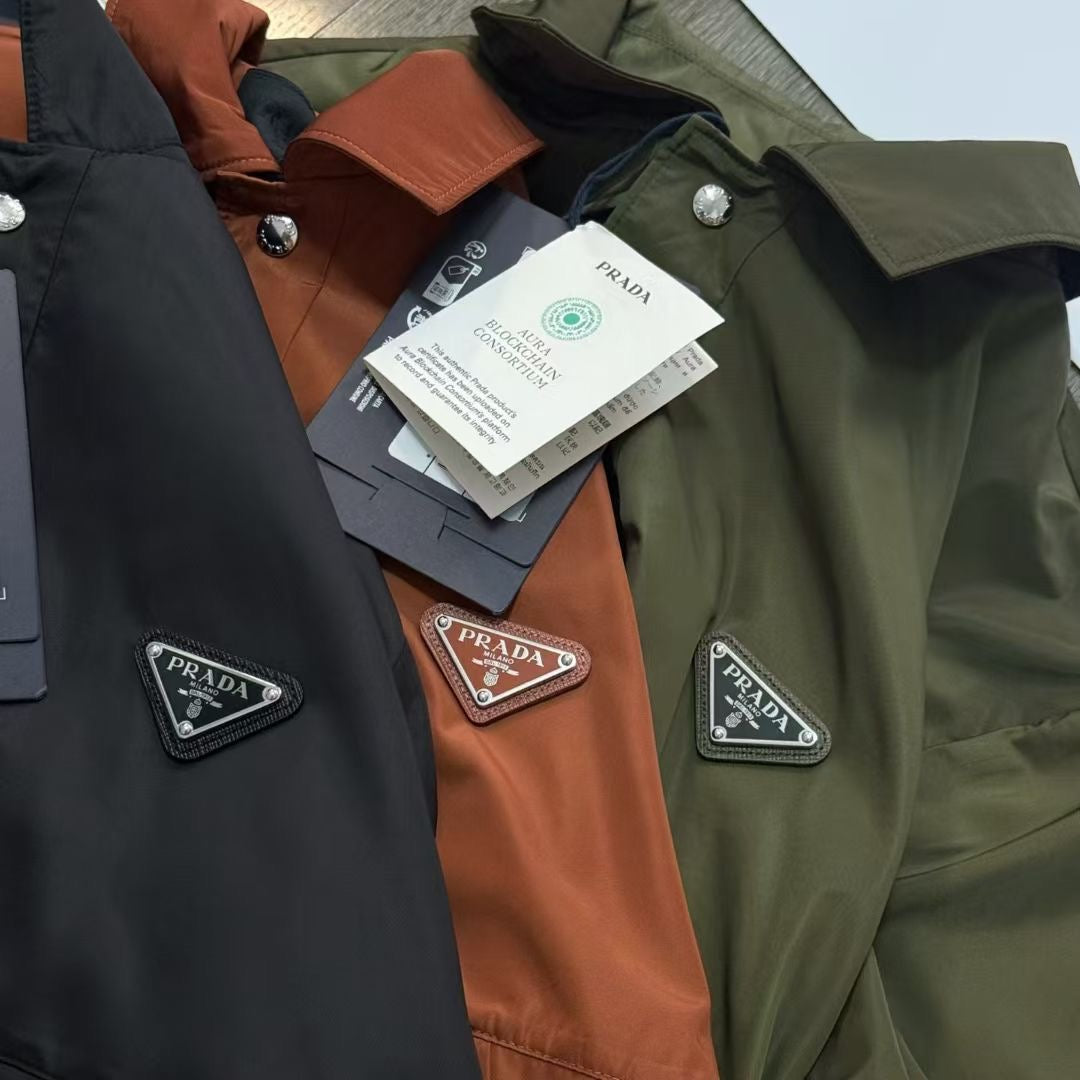 Prada Re-Nylon Jacket in Black/Green/Red, Size S/M/L/XL/XXL