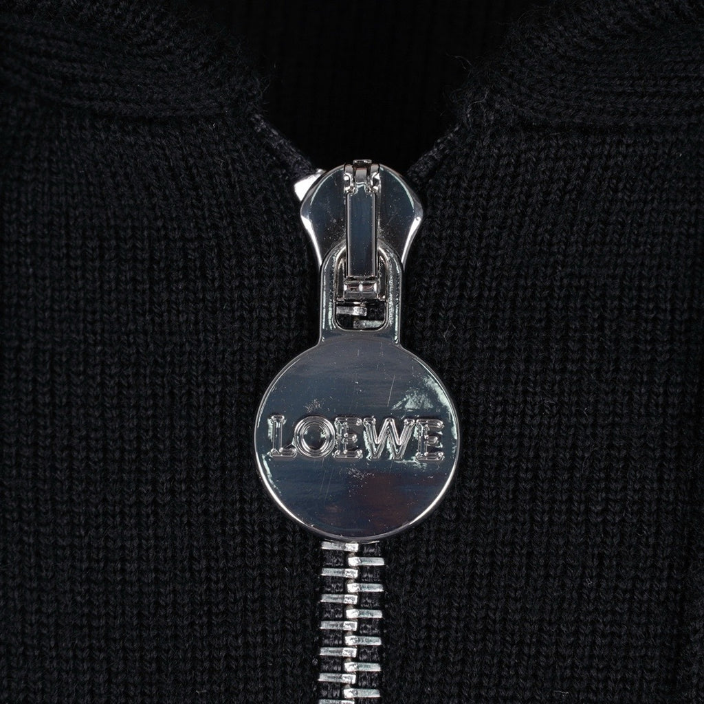 Loewe Wool Anagram Zip-Up Hoodie in White/Black, Size S/M/L