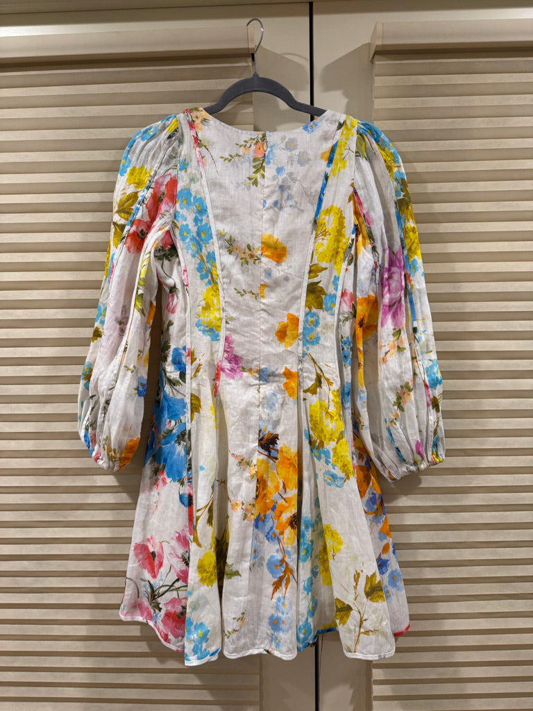 Zimmermann Halcyon Paneled Linen Mini Dress, Size AU 3 (Pit to Pit 17 in)