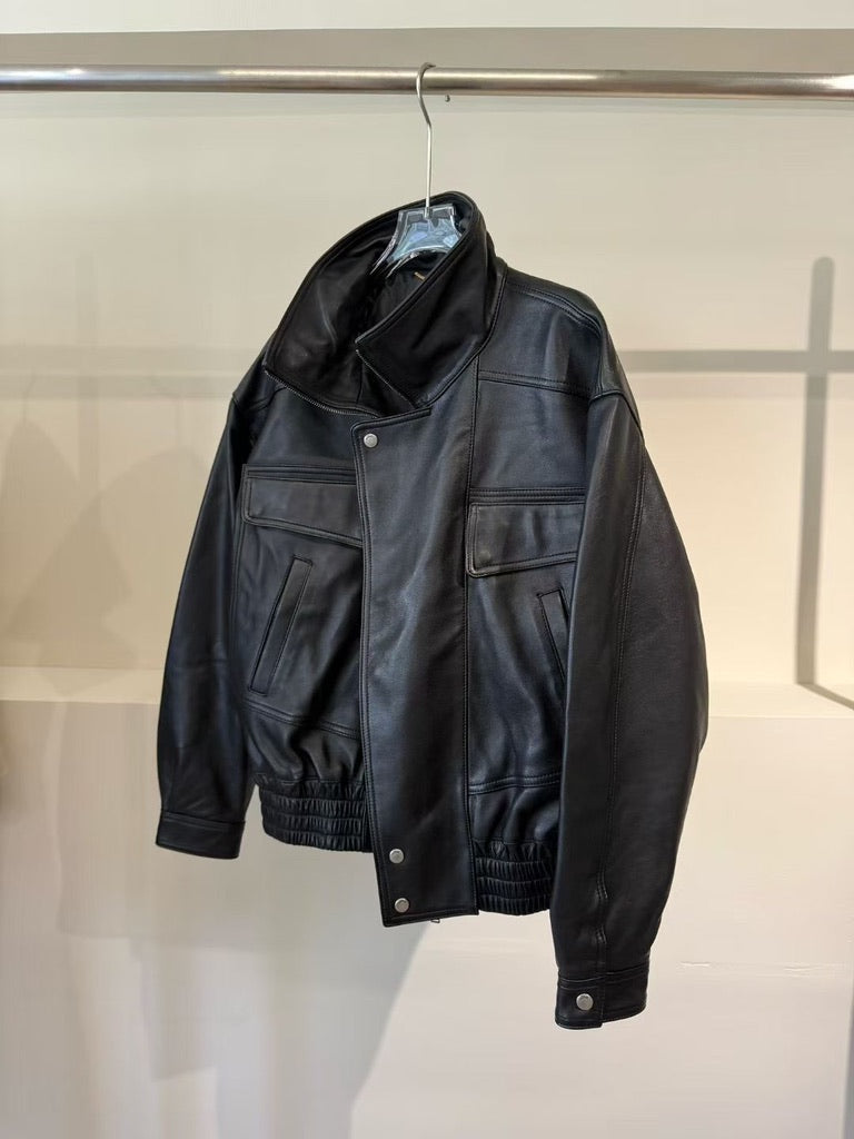 Saint Laurent Bomber Jacket in Grained Leather, Size 36/38/40