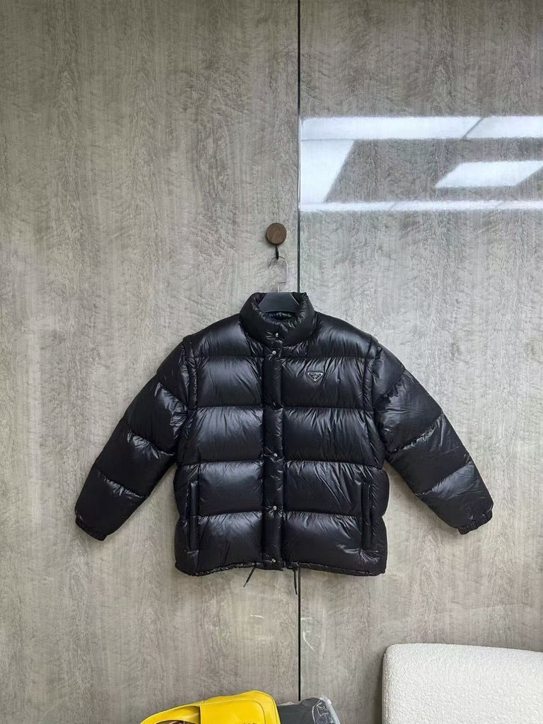 Prada Re-Nylon Convertible Down Jacket, Size 36/38/40/42