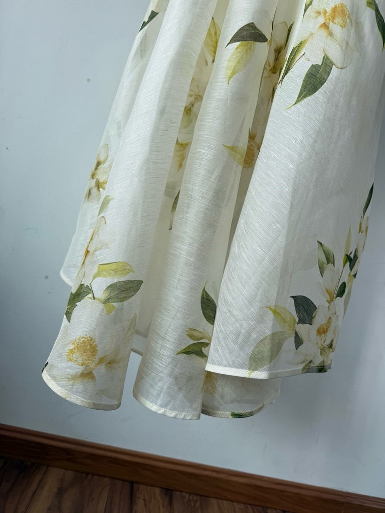 Zimmermann Harmony Floral Print Silk/Linen Blend Maxi Shirt Dress, Size AU 1/2
