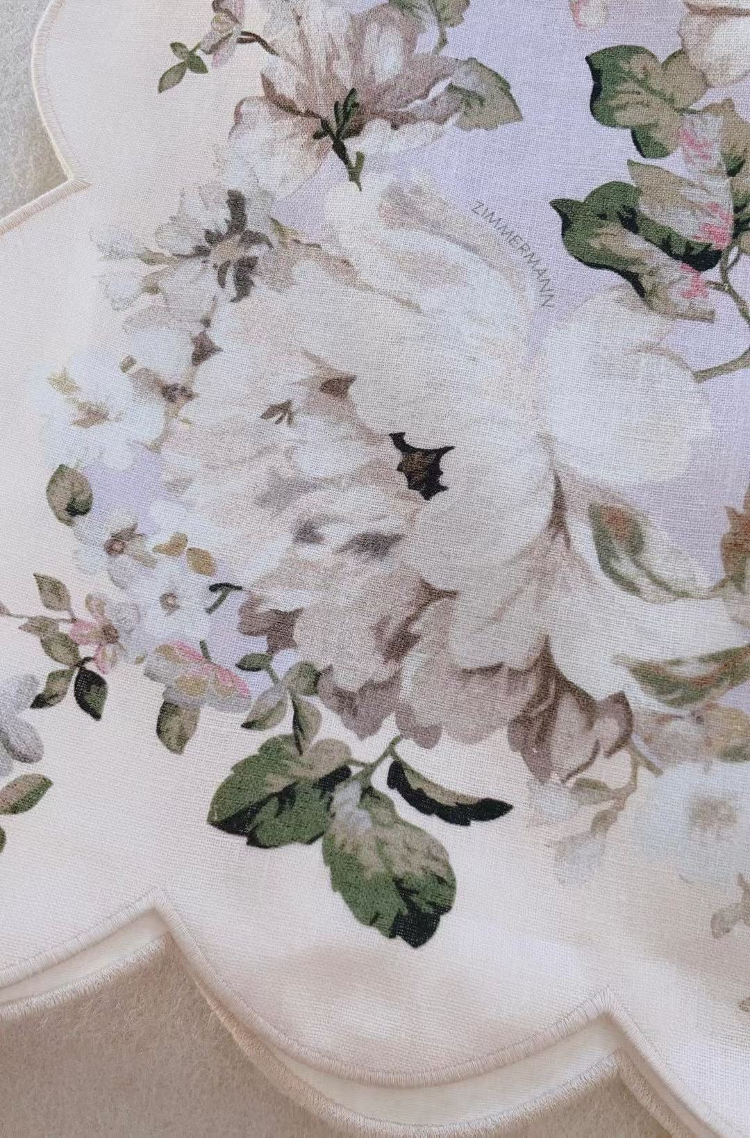 Zimmermann Floral Linen Midi Dress, Size AU 0/1