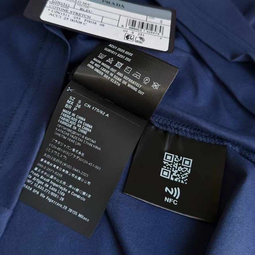 Prada Logo Cotton T-Shirt in Color White or Blue, Size S/M/L/XL/2XL
