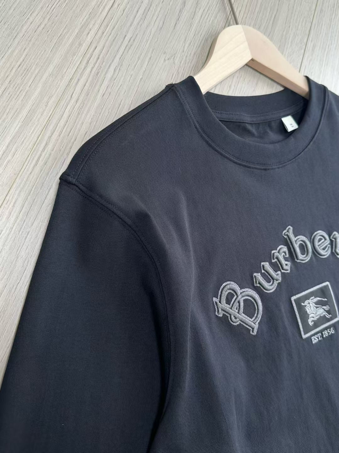 Burberry Long Sleeve Gothic Logo Cotton T-Shirt in Black