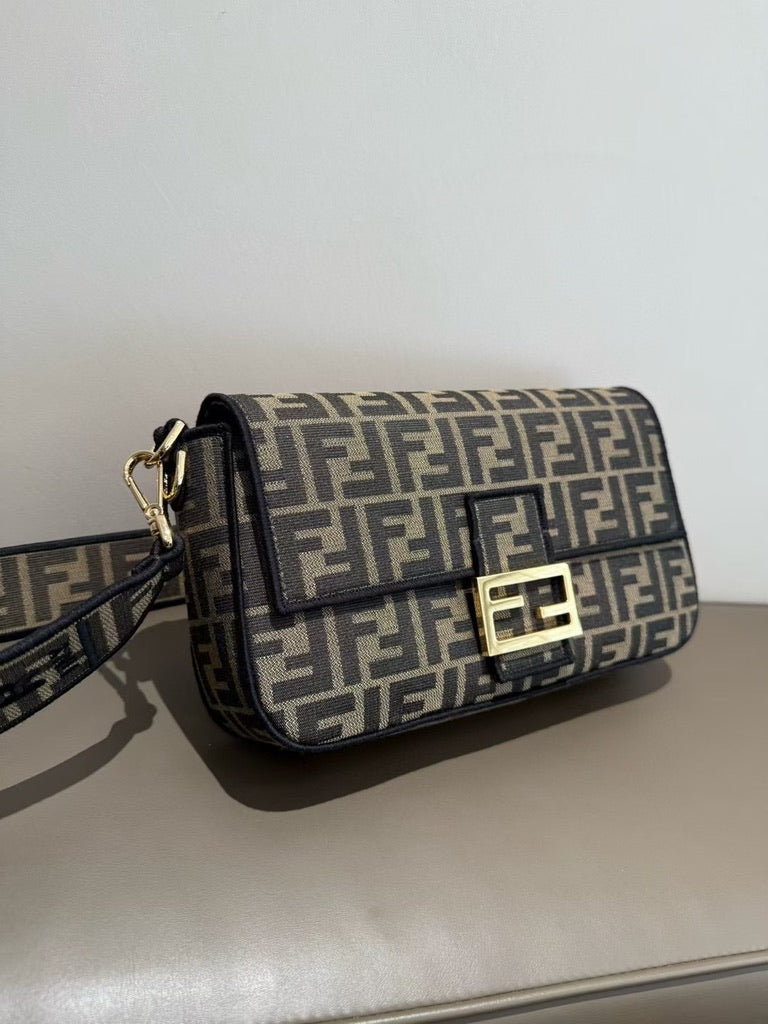 Fendi Medium Size Baguette Fabric Brown