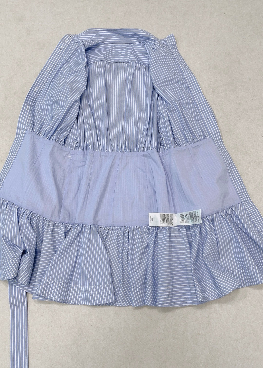 Zimmermann Stripe Utility Belted Long Sleeve Cotton Shirt Dress in Blue, Size AU 0/1/2