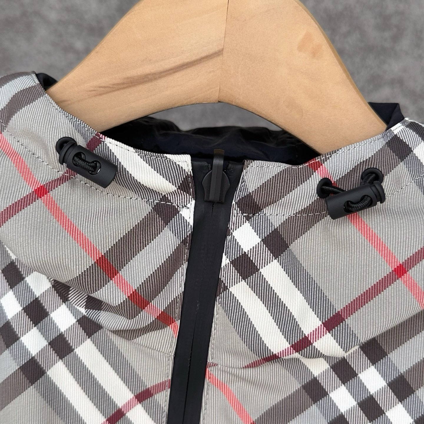 Burberry Reversible Check Jacket in Beige/Blue/Gray, Size XS/S/M/L