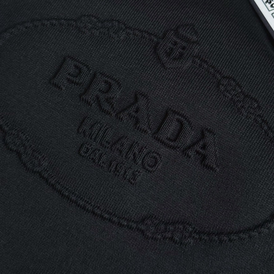 Prada Logo Cotton T-Shirt in Black, Size S