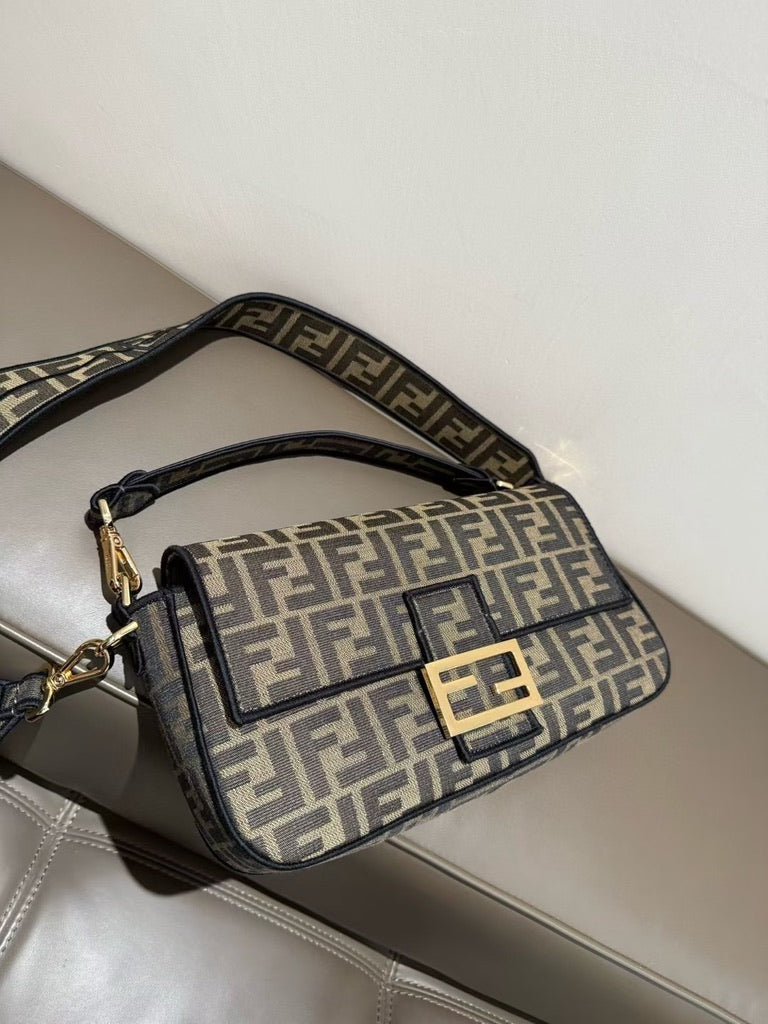 Fendi Medium Size Baguette Fabric Brown