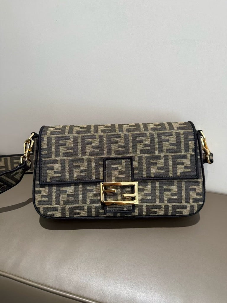 Fendi Medium Size Baguette Fabric Brown
