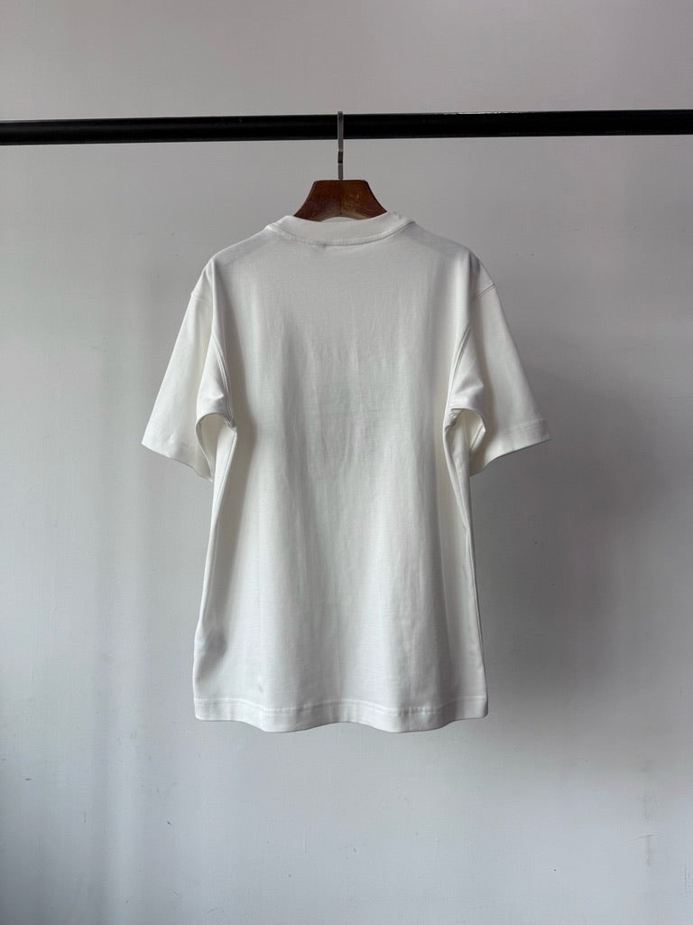 Burberry Cross Stitch EKD Cotton T-Shirt in White or Black, Size S/M/L/XL