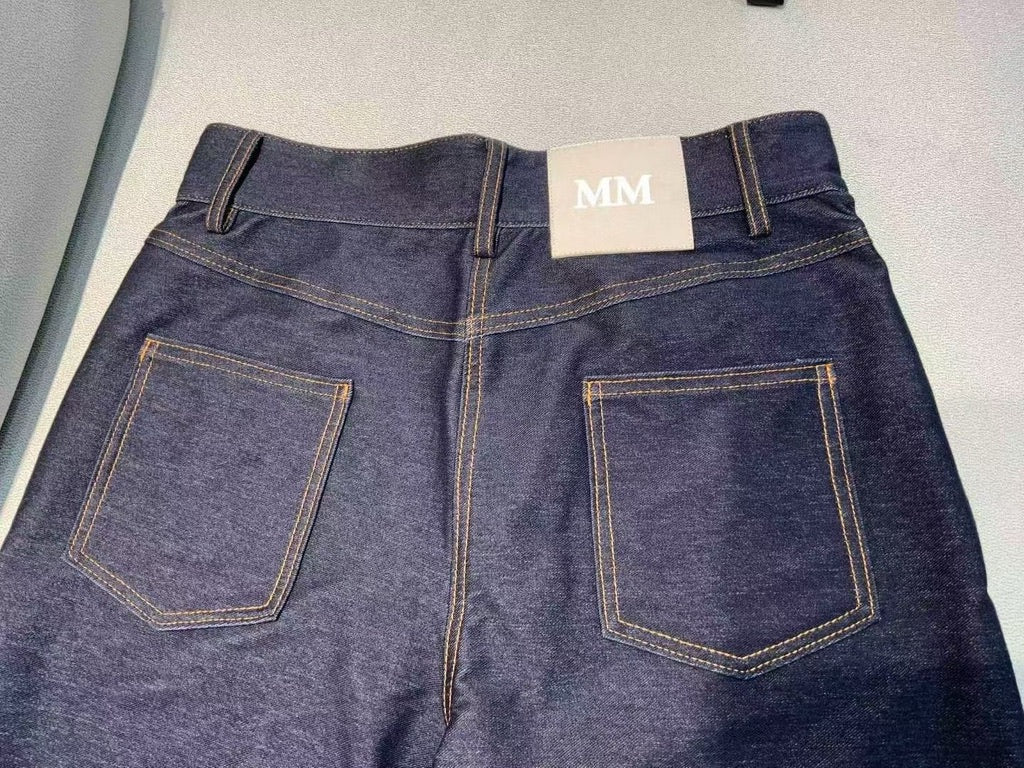 Max Mara High Waist Wide Leg Jeans in Navy/Beige/White, Size XS/S/M/L