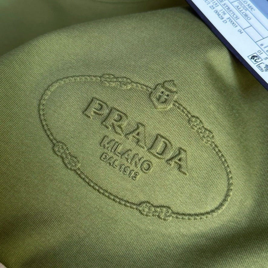 Prada Logo Cotton T-Shirt in Green, Size S