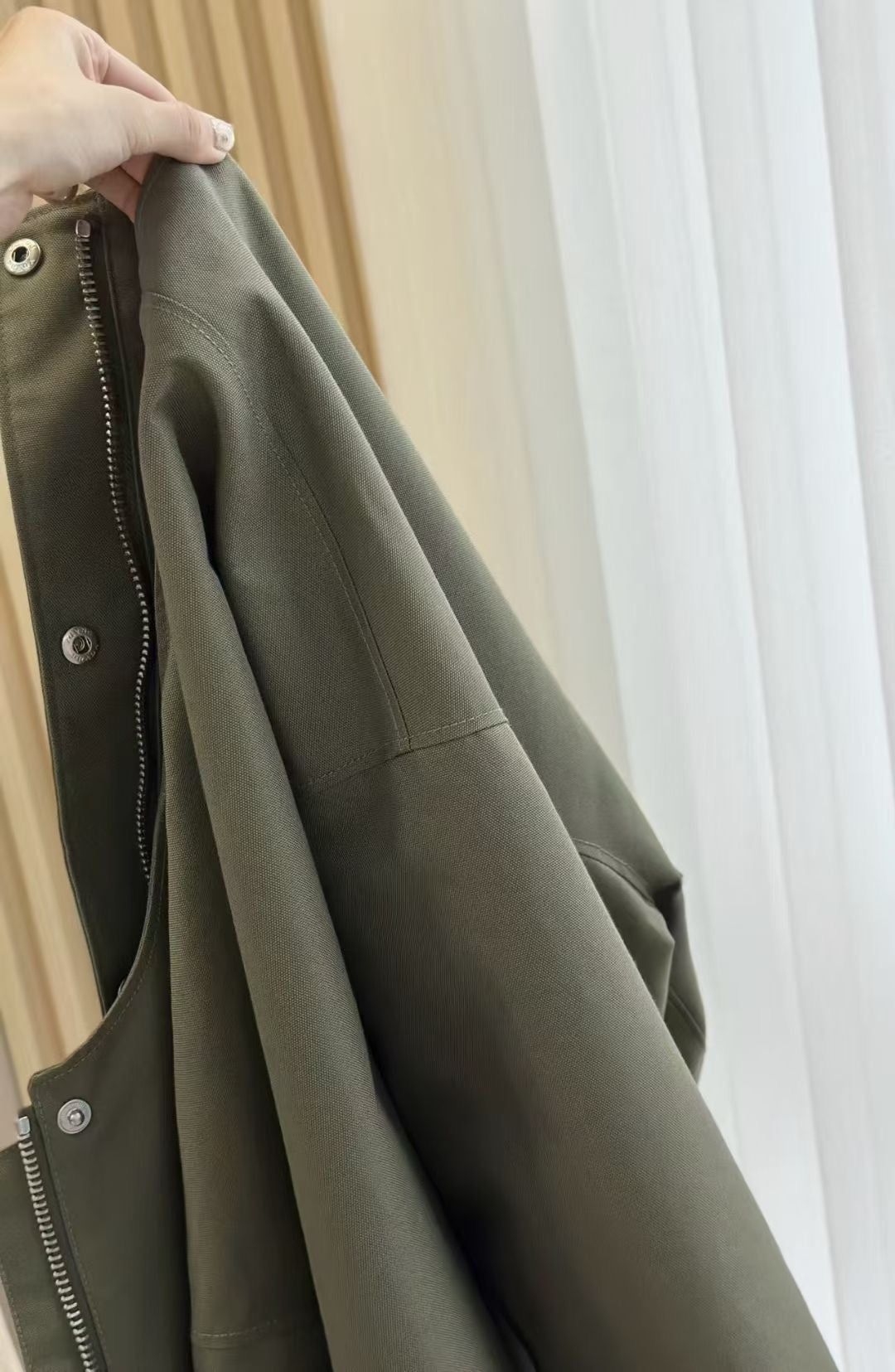 Prada Triangle-Logo Canvas Green Jacket, Size 36/38/40