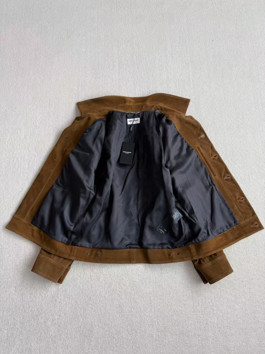 Saint Laurent Suede Leather Jacket, Size 46/48/50/52/54/56