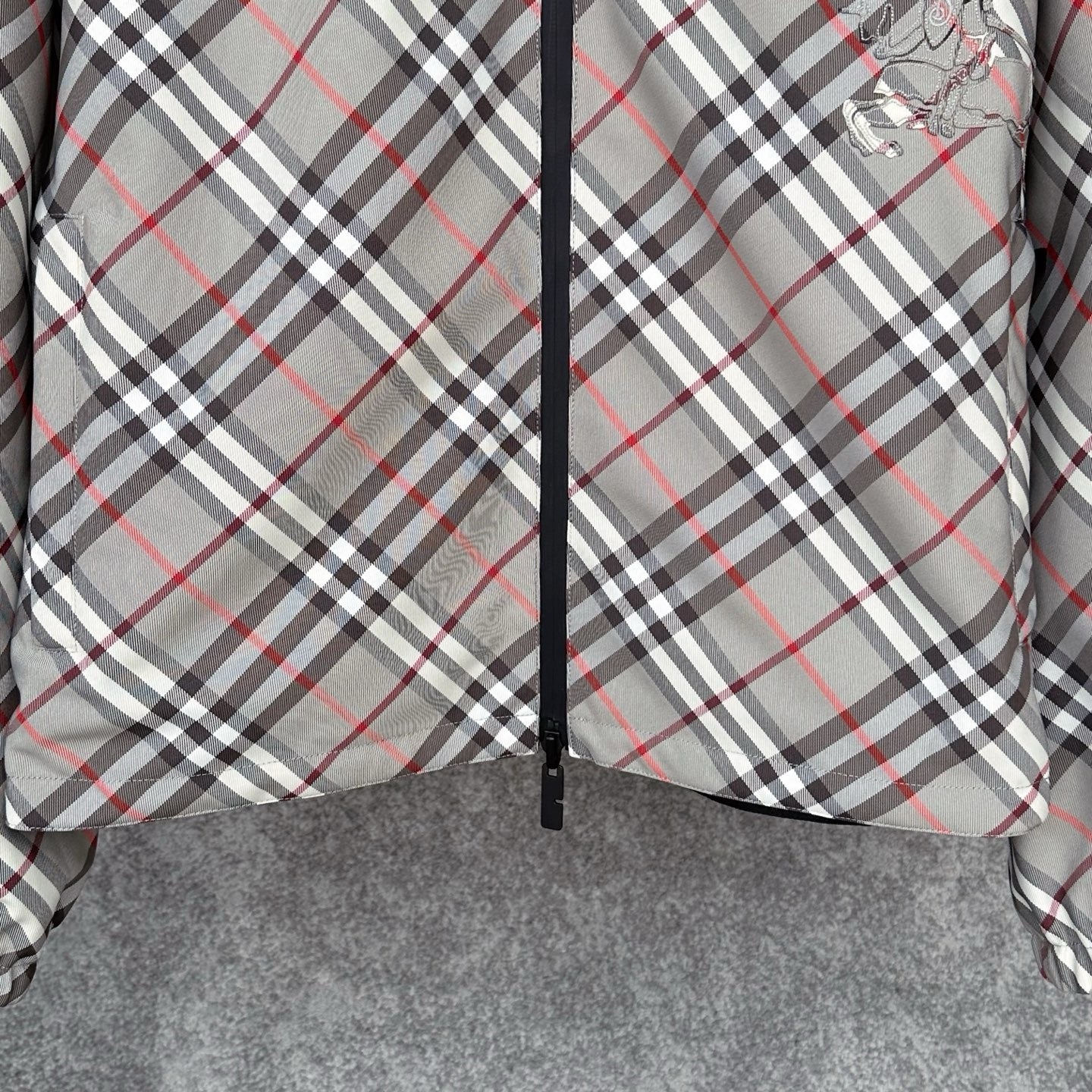 Burberry Reversible Check Jacket in Beige/Blue/Gray, Size XS/S/M/L
