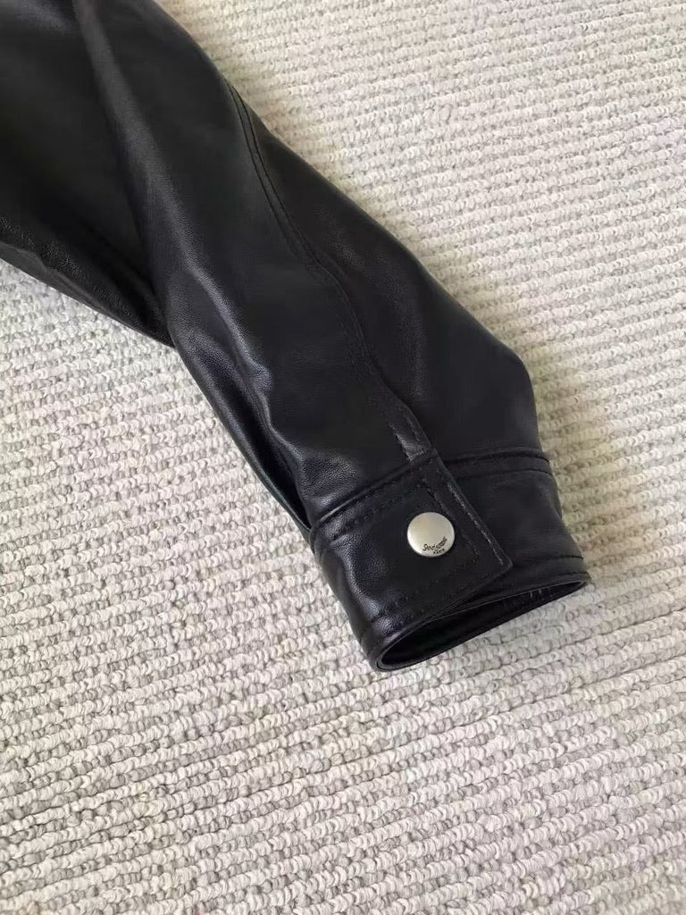 Saint Laurent Bomber Jacket in Grained Leather, Size 36/38/40