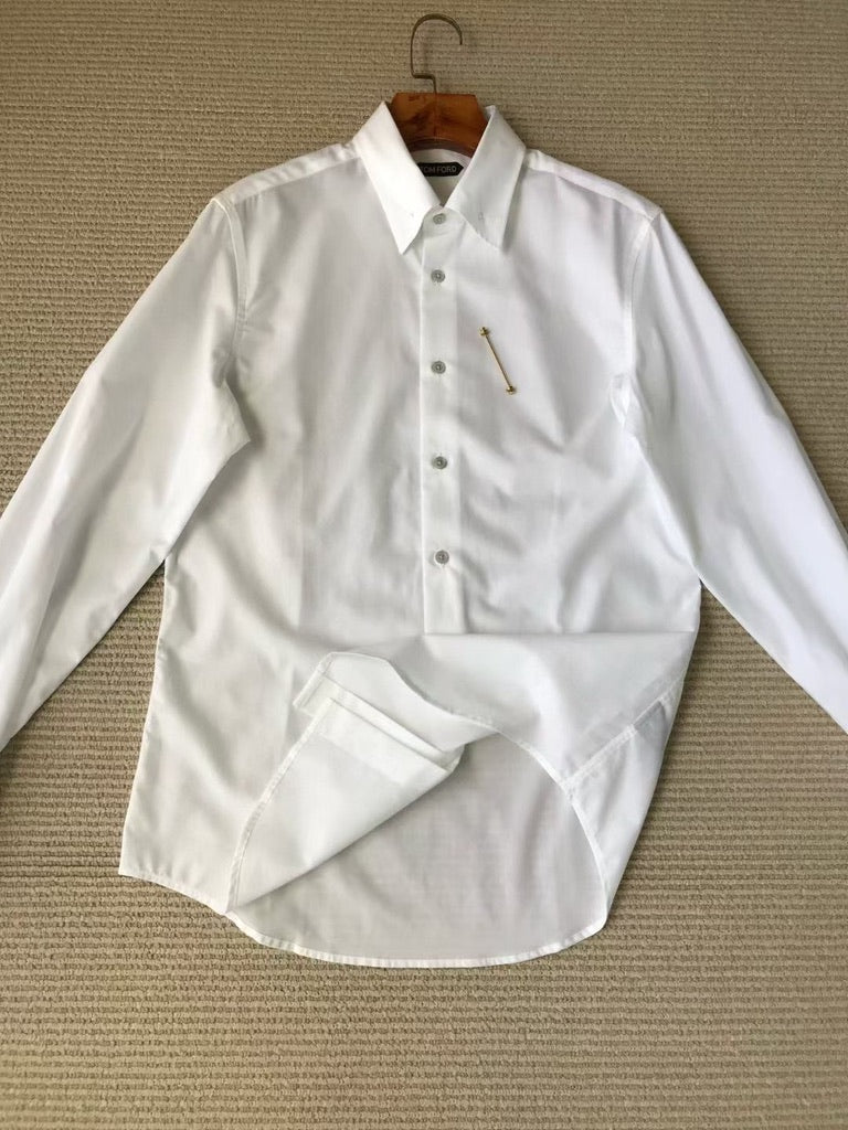 Tom Ford Slim-Fit Pinned-Collar Double-Cuff Cotton-Poplin Shirt, Size 39/40/41/42