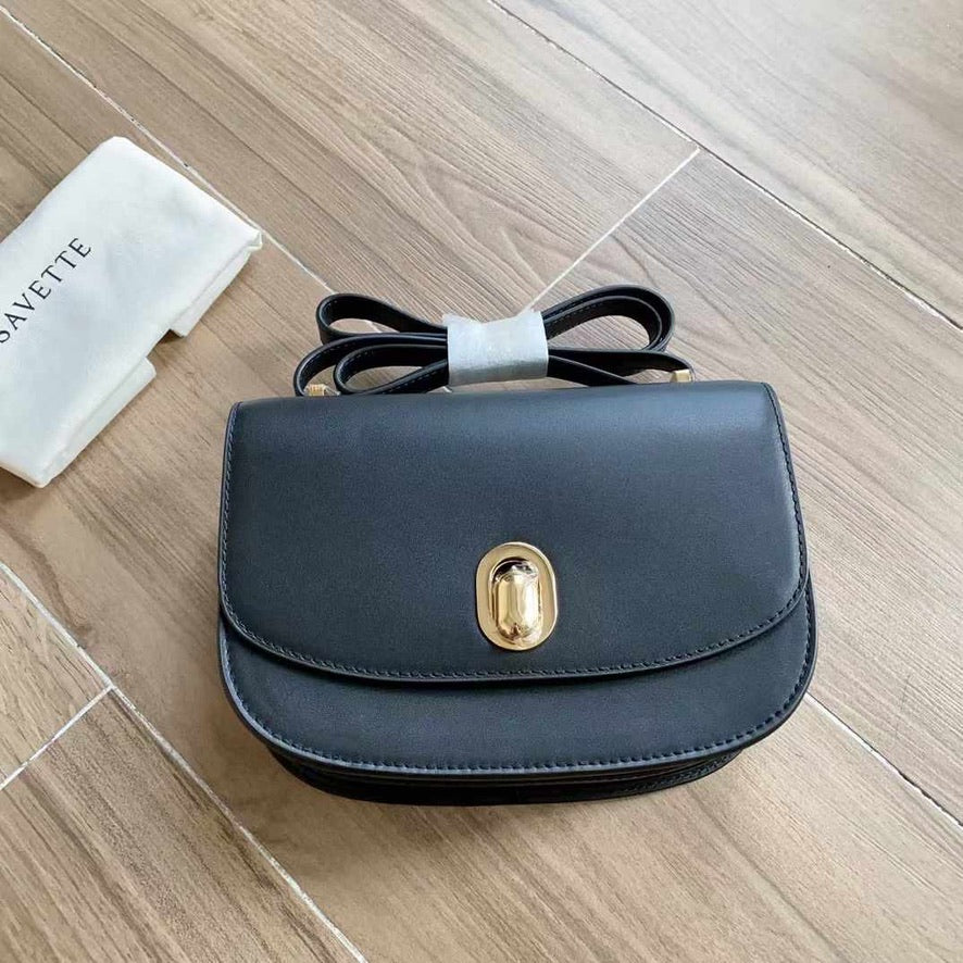 Savette Tondo 22 Leaher Shoulder Bag in Brown/Beige/Black