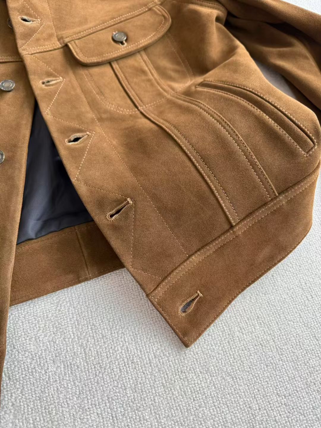 Saint Laurent Suede Leather Jacket, Size 46/48/50/52/54/56