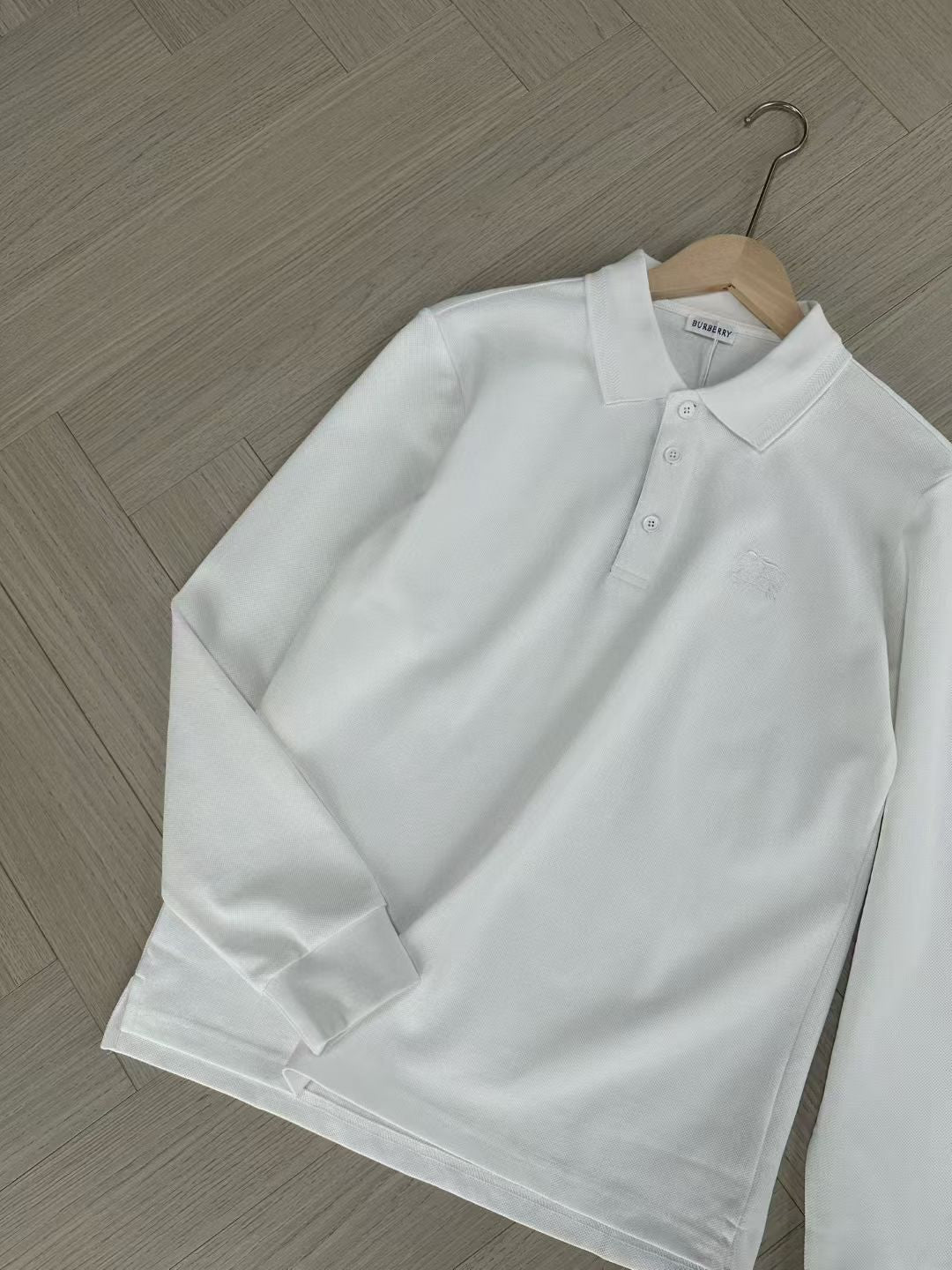 Burberry Long Sleeve Cotton Polo Shirt in Green/White/Blue, Size S/M/L/XL/XXL