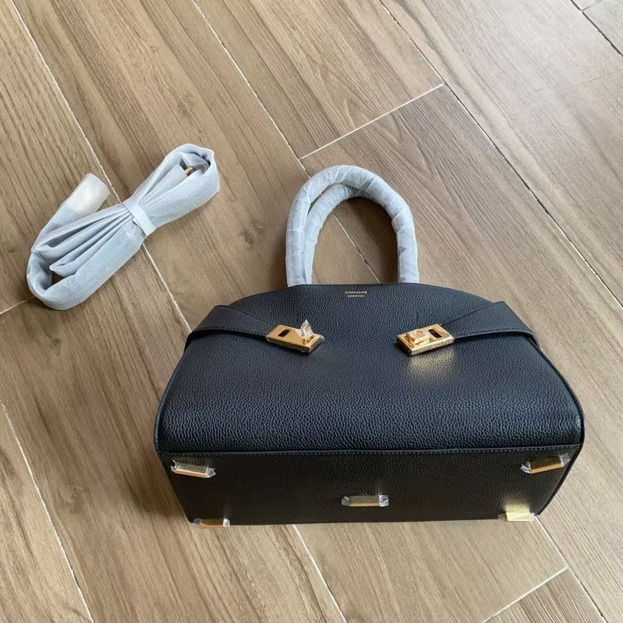 Ferragamo Medium Hug Handbag in Black or White (12.5 x 8 x 6 in)