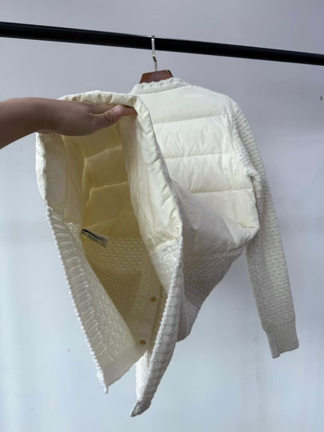 Moncler Padded Wool & Cotton Long Cardigan, Size 0/1/2/3