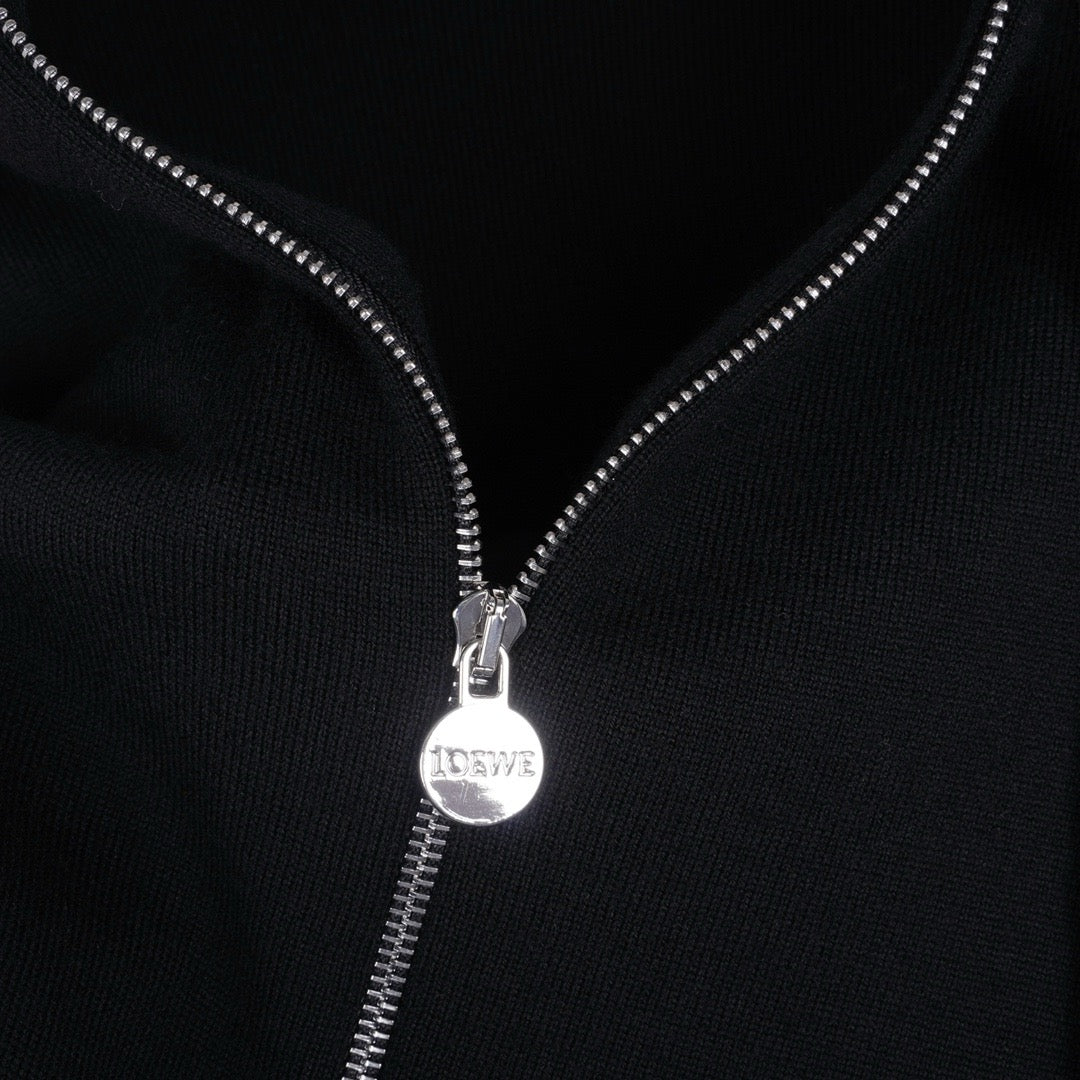 Loewe Wool Anagram Zip-Up Hoodie in White/Black, Size S/M/L