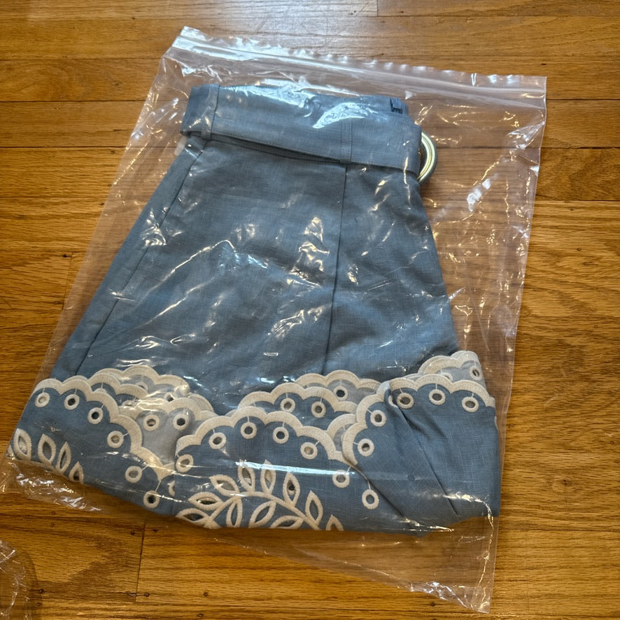 Zimmermann Linen Button Shirt & Belted Shorts Set in Blue, Size AU 1/2/3