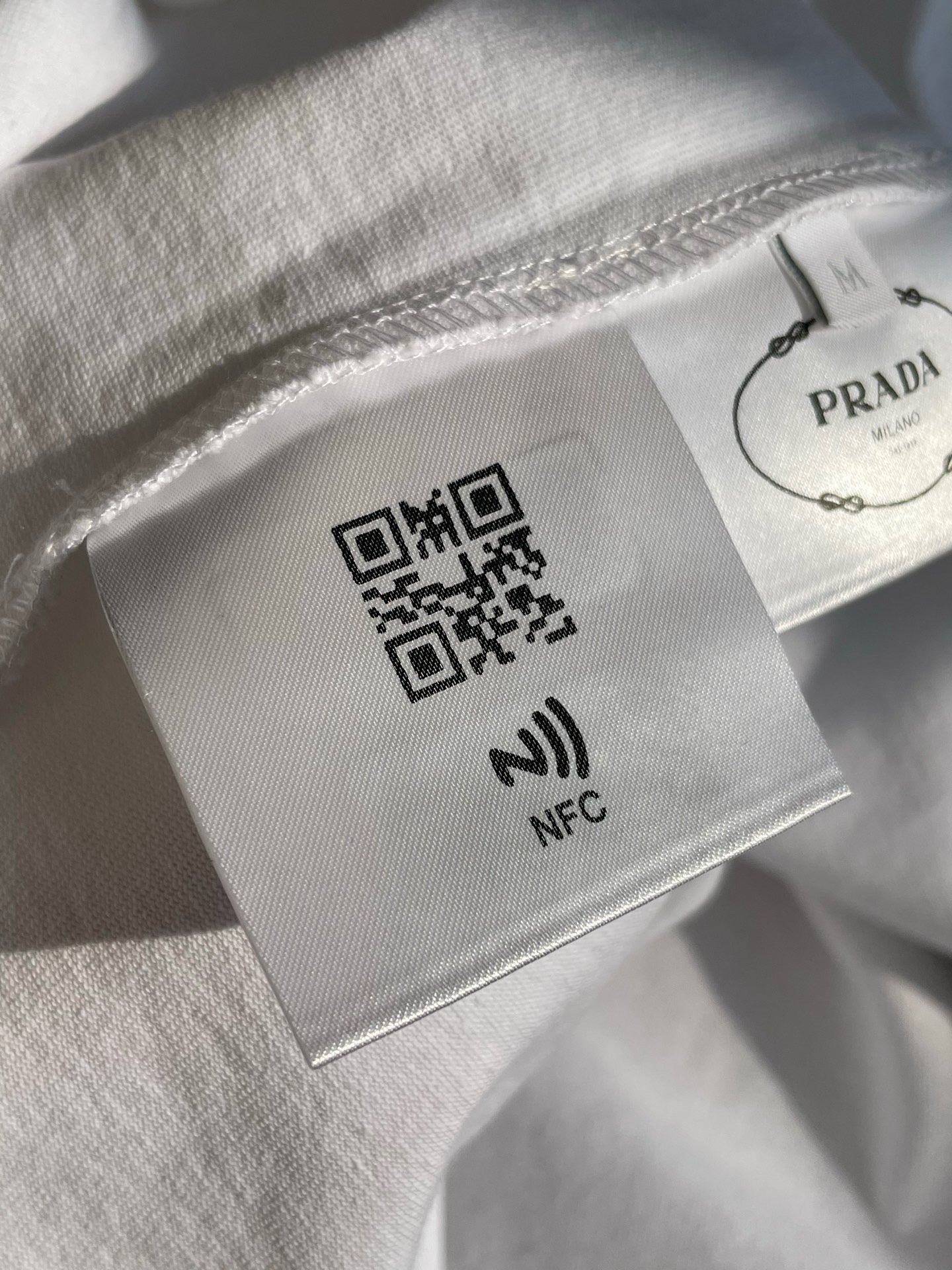 Prada Unisex Pocket Logo Long Sleeve T-Shirt in White, Size S/M/L/XL