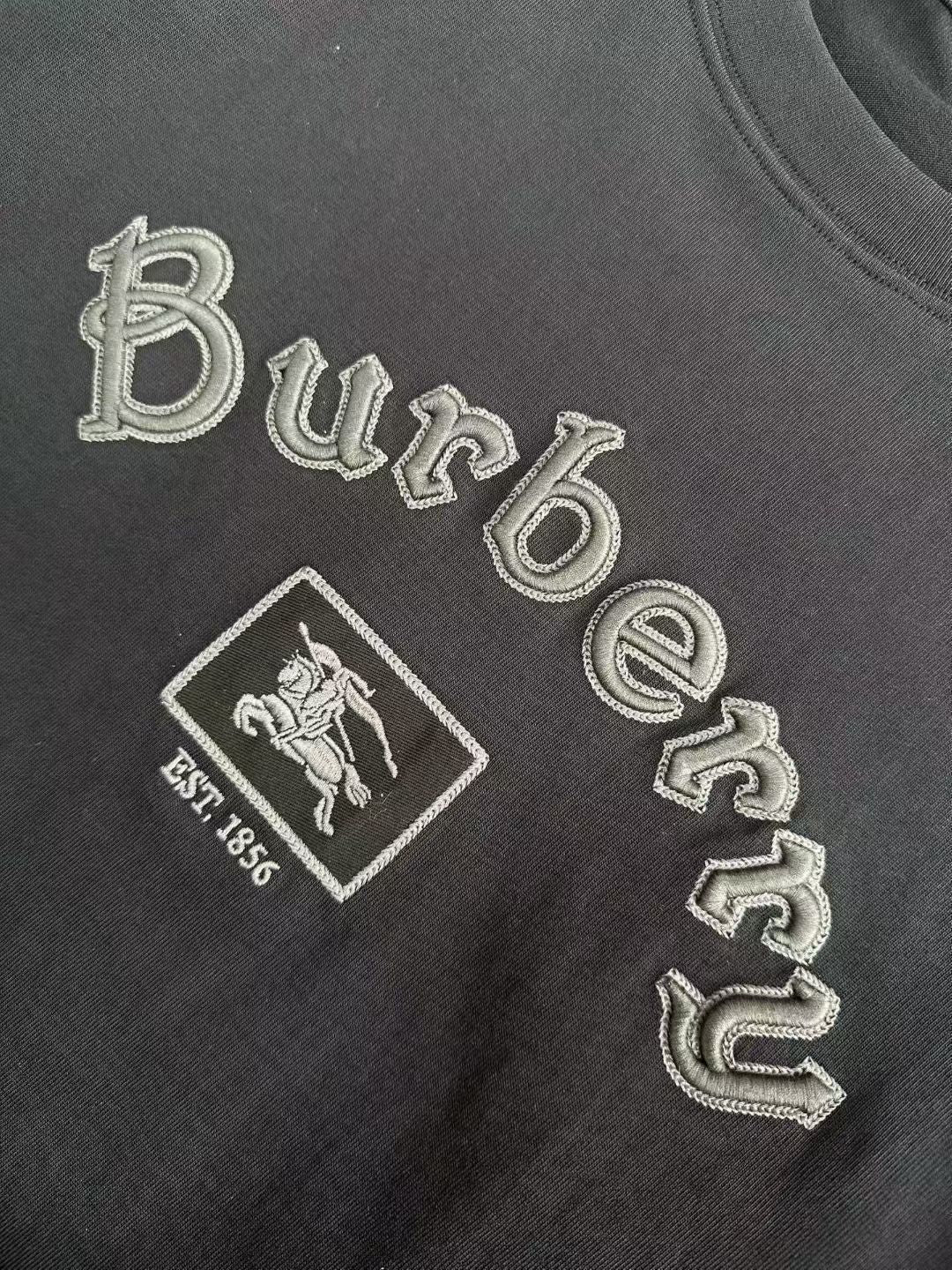 Burberry Long Sleeve Gothic Logo Cotton T-Shirt in Black