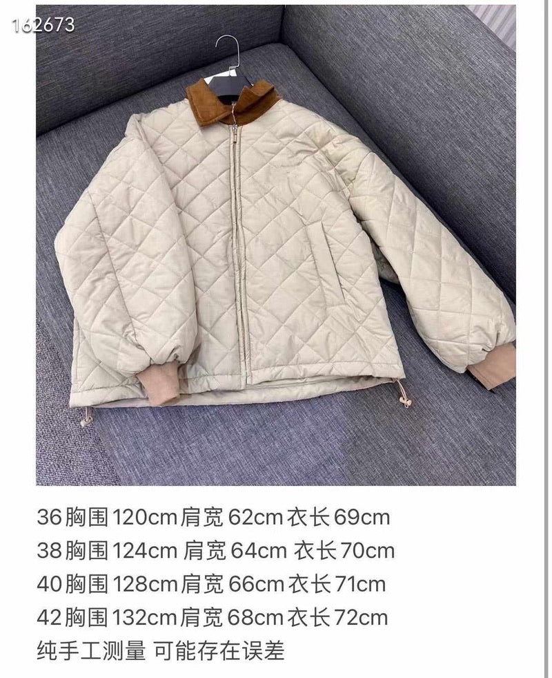 Miu Miu Technical Fabric Blouson Padded Jacket in Sabbia, Size S/M/L