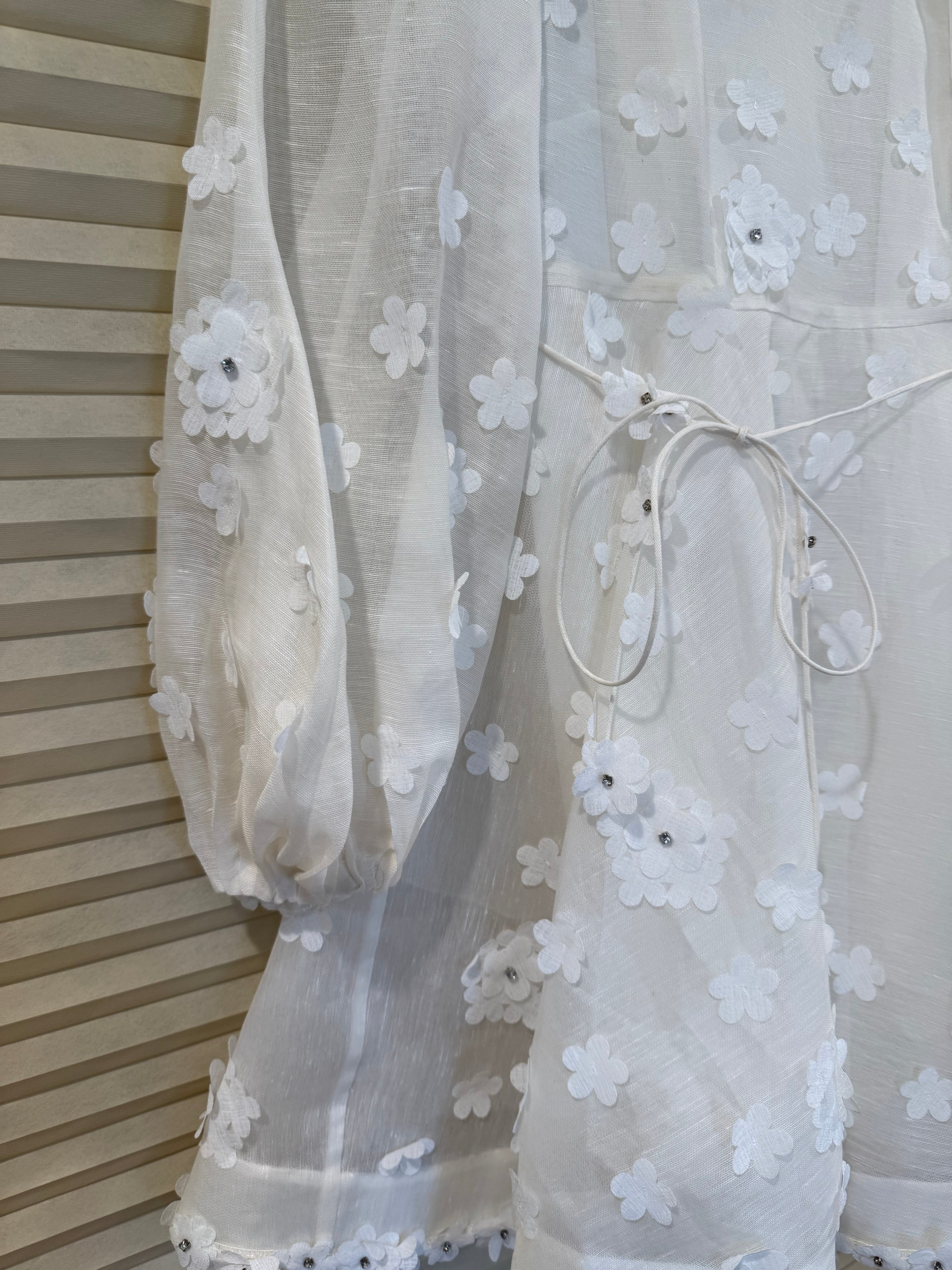Zimmermann Floral Silk/Linen Blend Belted Minidress, Size AU 1