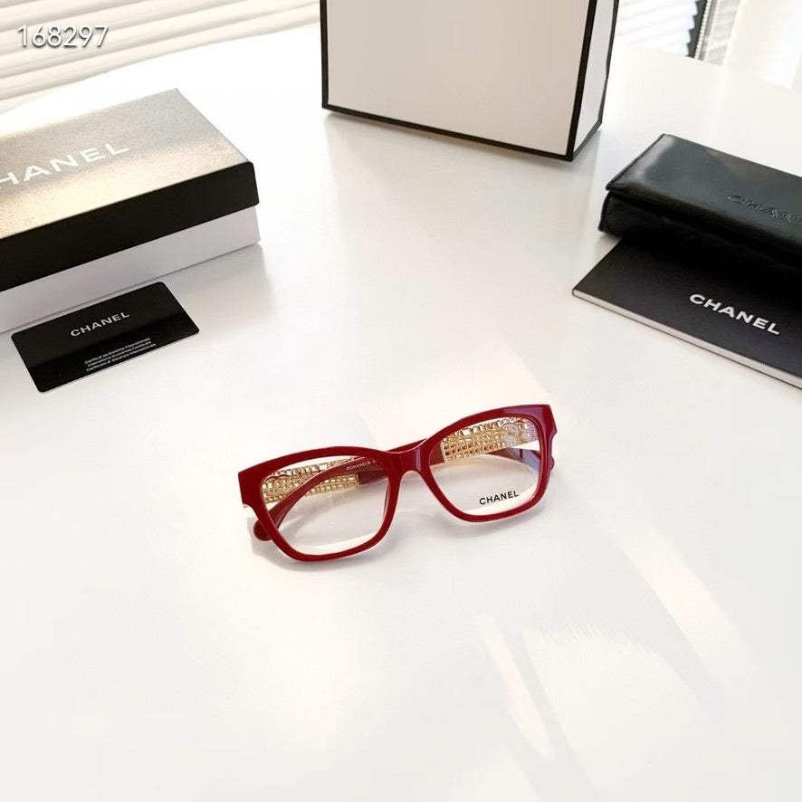 Chanel Cate Eye Optical Glasses in Red/Black/Brown CH3477