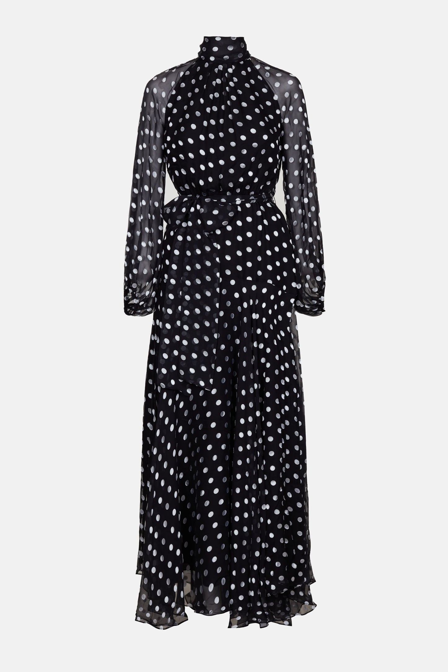 CH Carolina Herrera Silk Polka Dot Belted Maxi Dress, Size XS/S/M/L