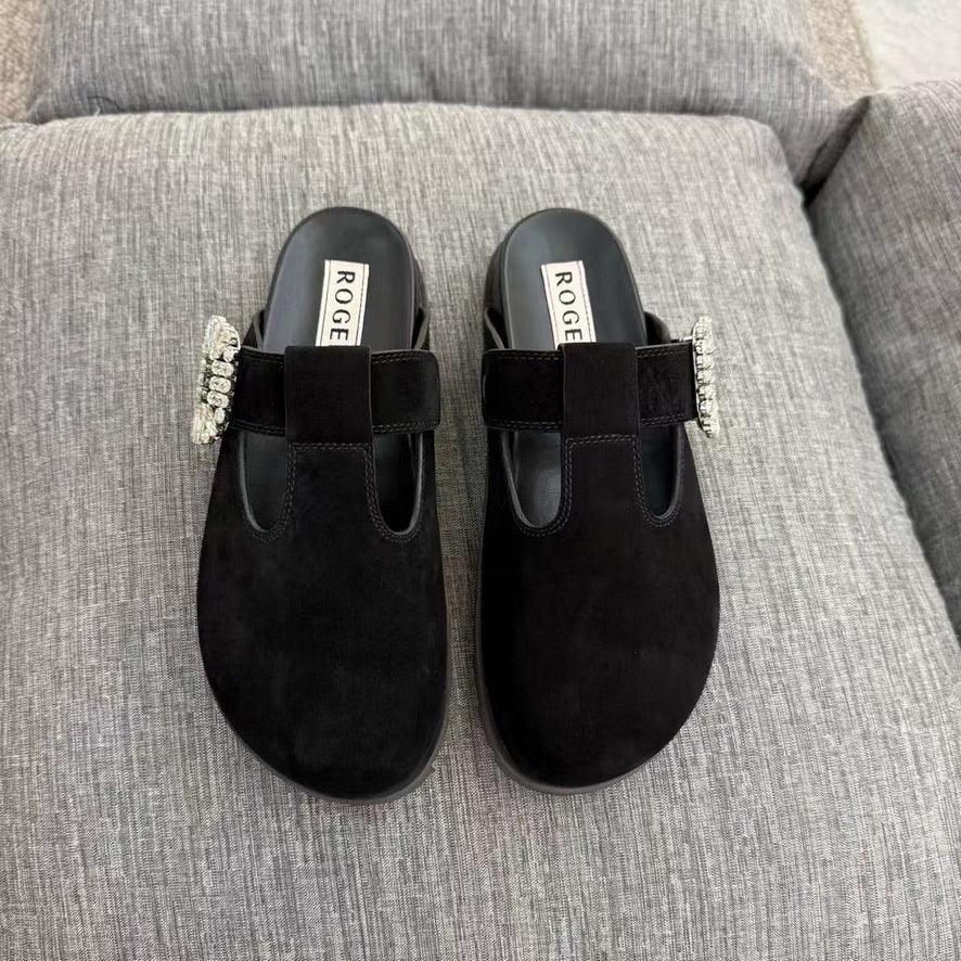 Roger Vivier Slidy Viv' Strass Buckle Mules, Size 35/36/37/38/39