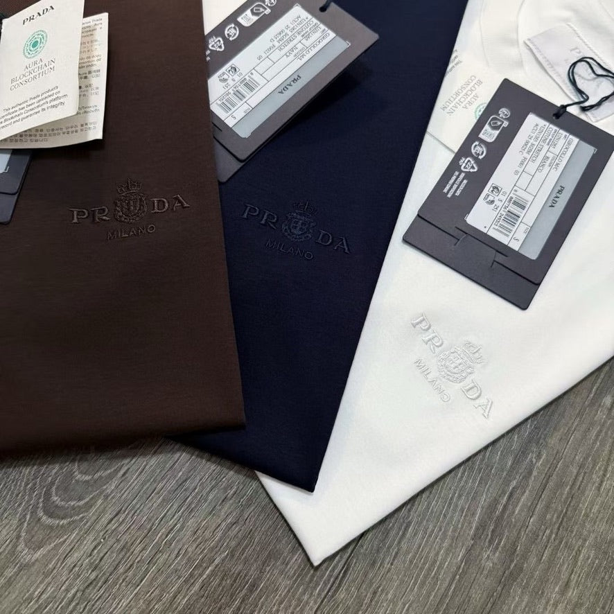 Prada Embroidered Logo Cotton T-Shirt, Size S/M/L/XL/XXL