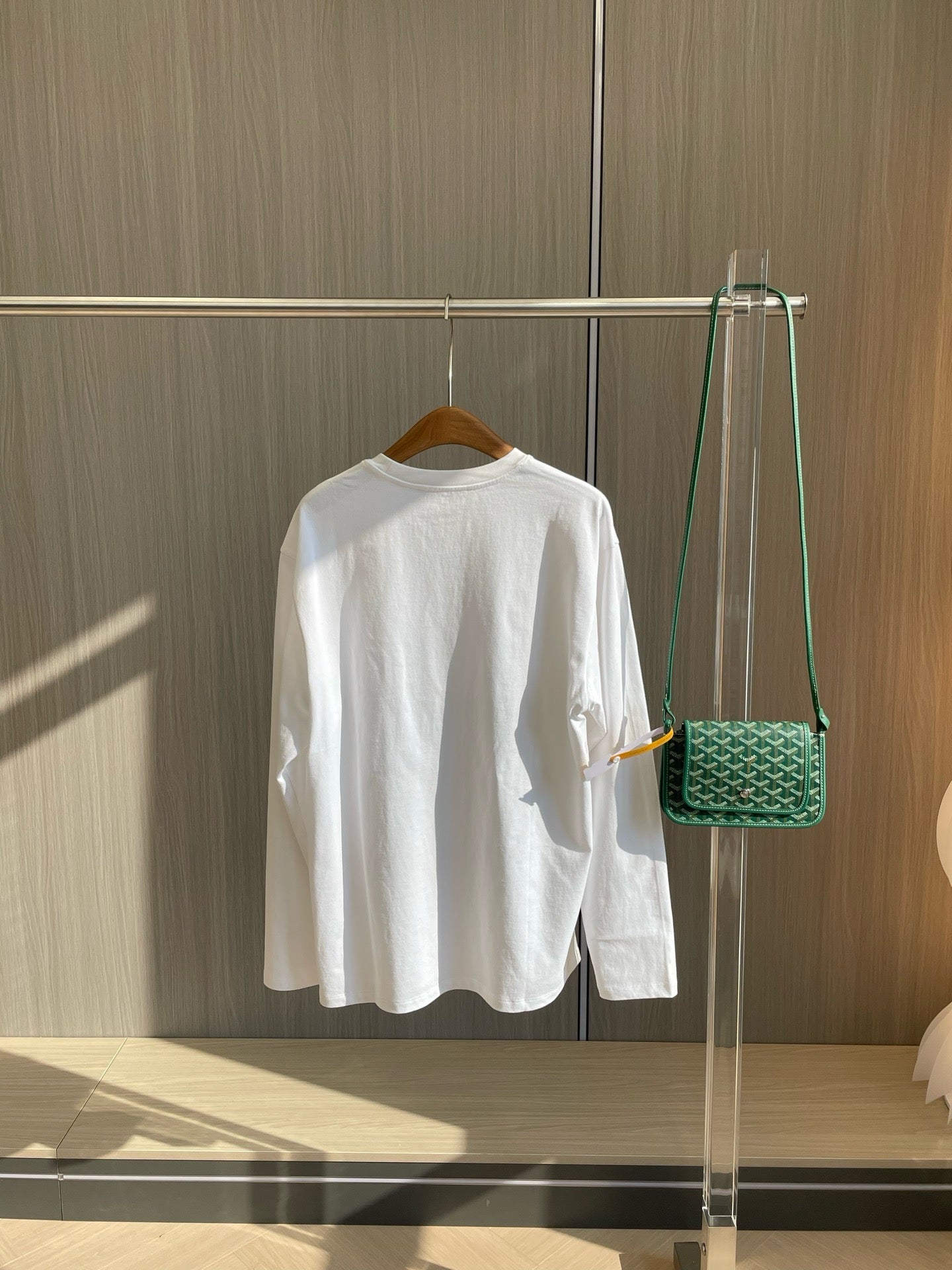 Prada Unisex Pocket Logo Long Sleeve T-Shirt in White, Size S/M/L/XL